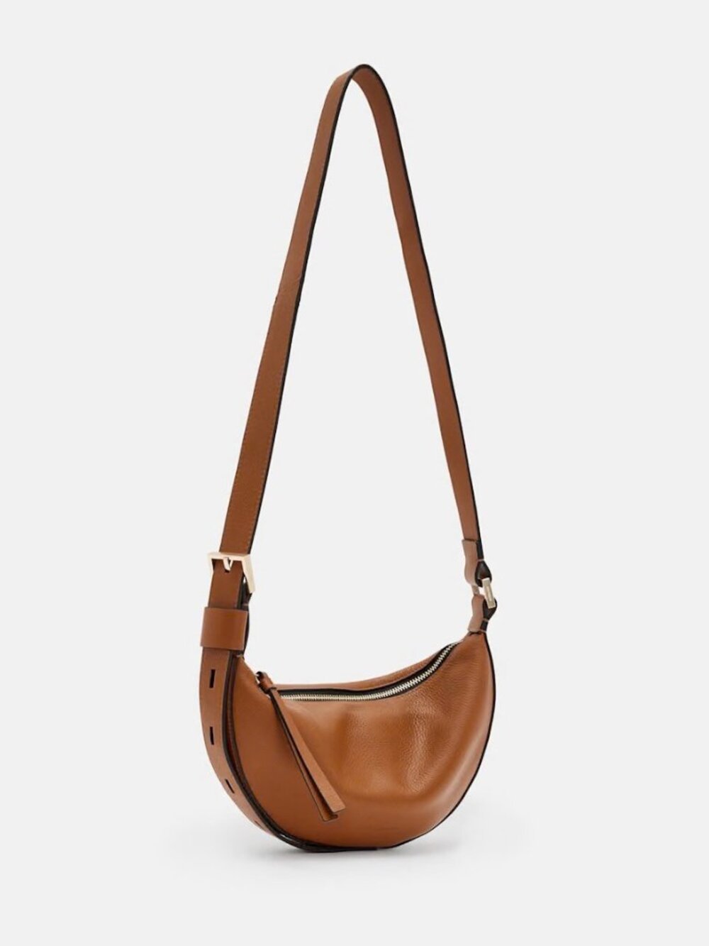 All Saints Half Moon Crossbody Bag Sepia Brown